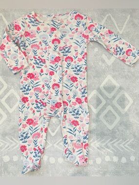 Magnetic Floral Footie Onesie Pink and Blue